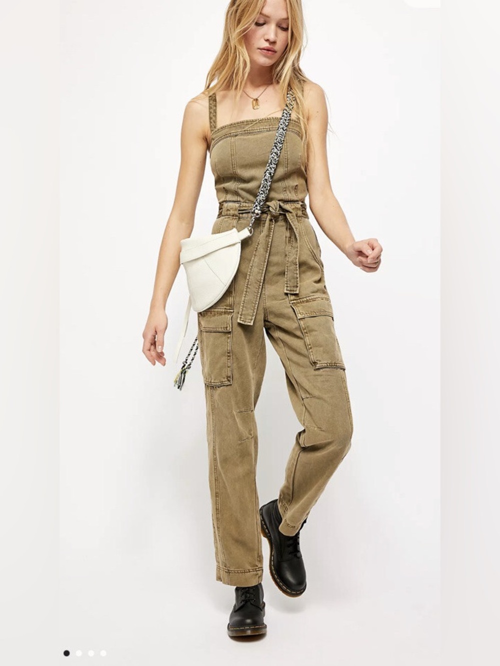 Free People Go West Denim Jumpsuit